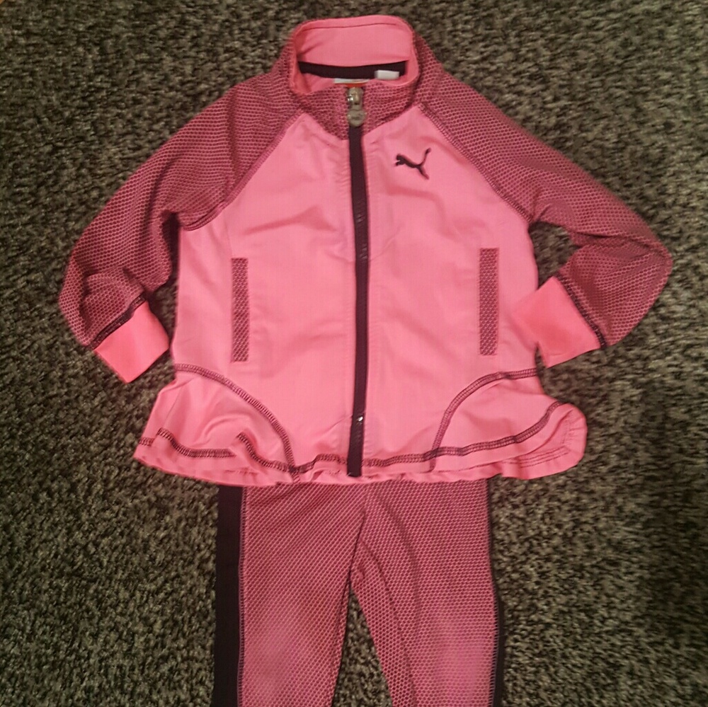 Girls 18 month pink and black Puma track suit